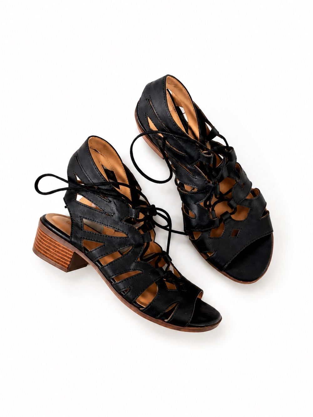 Black Lace Up Sandals